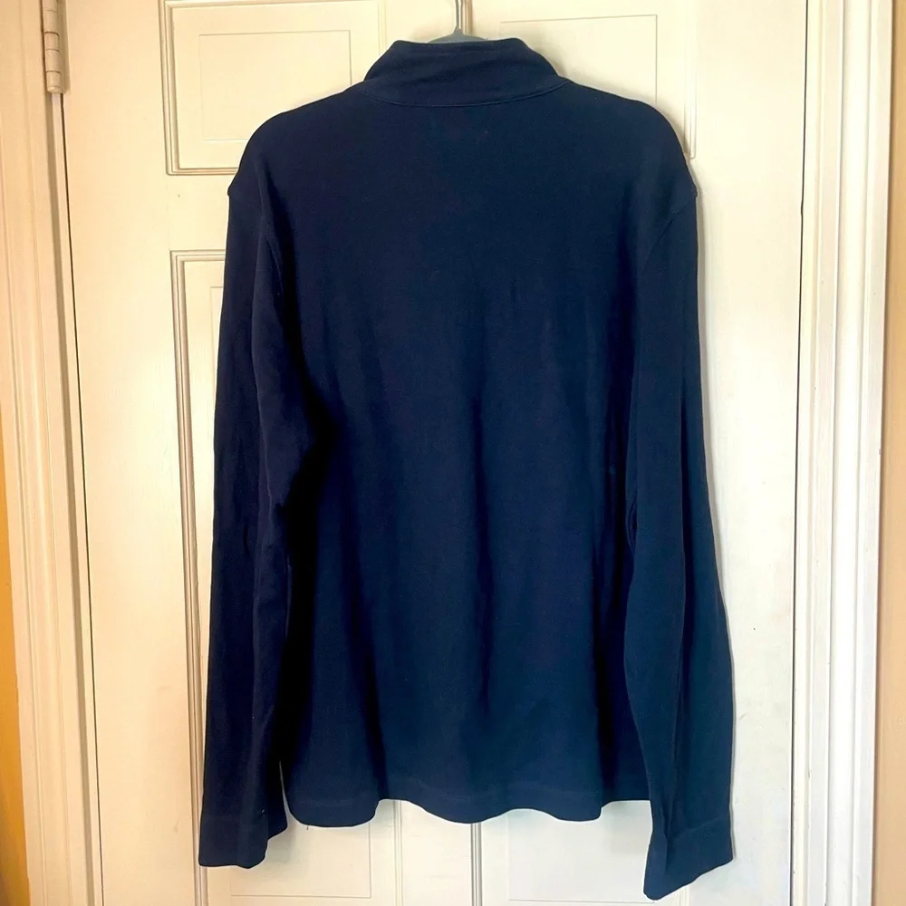 Banana Republic Mens Pullover XL Dark Blue Sweater Long Sleeve Fleece 1/4 Button